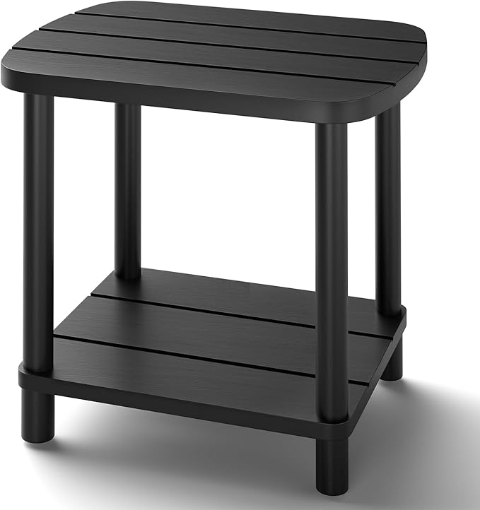 Outdoor Coffee Table, 2-Tier Adirondack Outdoor Side Table Weather Resistant, Patio End Table for Pool, Porch, Backyard.