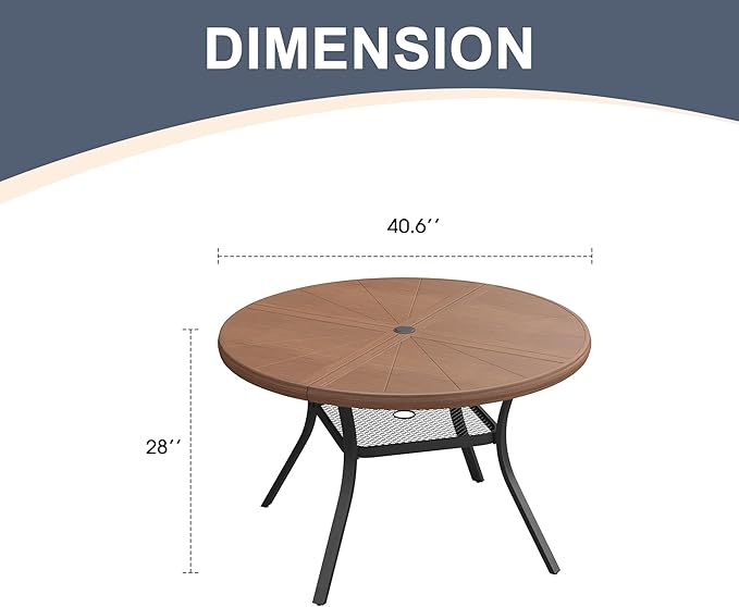 VICLLAX Round Patio Dining Table - Photo 3