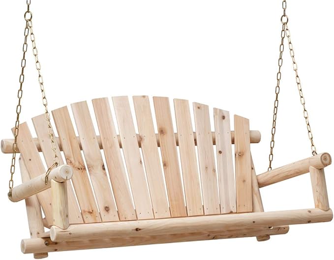 Wooden Porch Swing Outdoor Bench Swing Chair 2-Seater W/Hanging Chains for Patio Garden Backyard, Heavy Duty 800 LBS - Photo 1