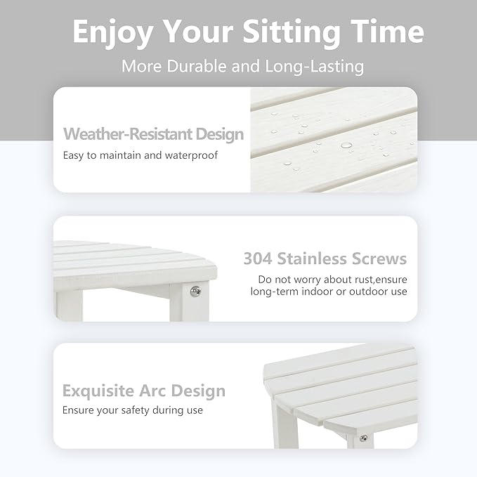 4 Chairs & 2 Tables Folding Adirondack Chair Set with Table – HDPE Weatherproof Outdoor Patio Chairs with Reclining - Photo 7