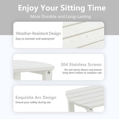Adirondack Small Outdoor Side Table - Weatherproof HDPE Patio End Table with 2-Tier Storage for Firepit, Balcony, Garden, Poolside or Bathroom (White, Set of 1)