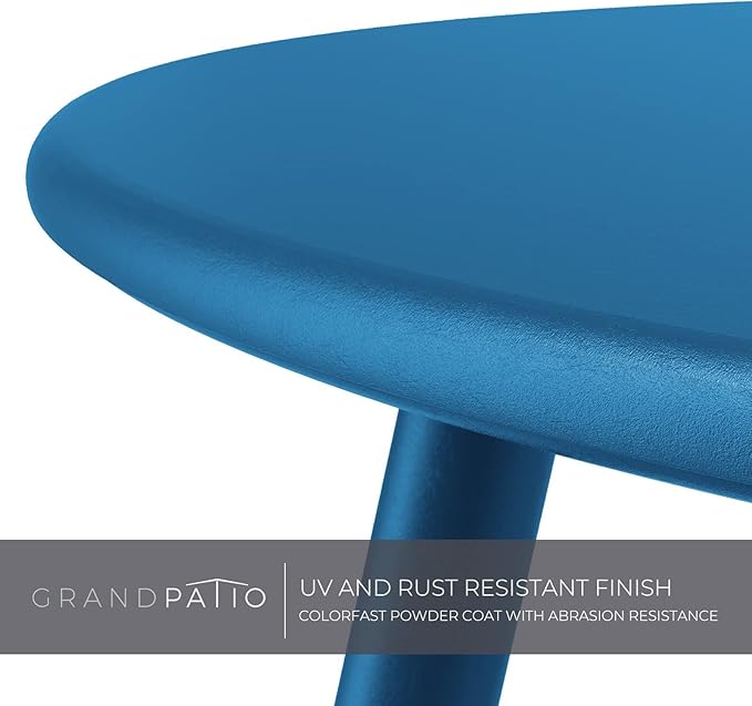 Grand patio Small Round Side Table Outdoor Side Table with Adjustable Feet 18-inch Modern End Accent Table for Patio Porch Peacock Blue