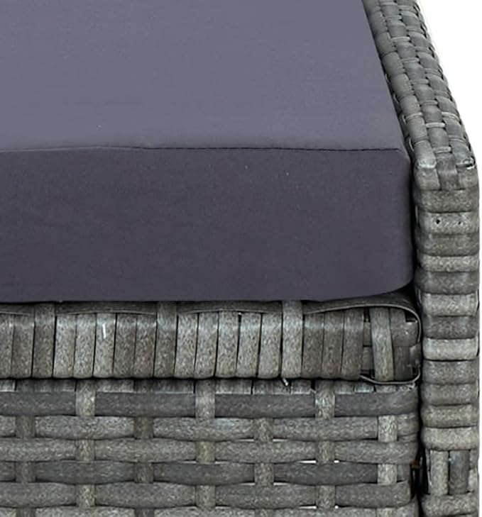 Outdoor Chaise Lounge Grey 78.7"x21.7" Adjustable Backrest, All-Weather PE Rattan Recliner with Water-Resistant Cushion, Powder-Coated Frame for Patio, Garden, Poolside and Balcony