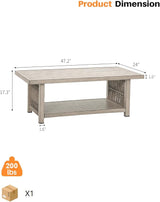 Outdoor Coffee Table, Never Rusts Aluminum Rope Weave Patio Coffee Table - Photo 3