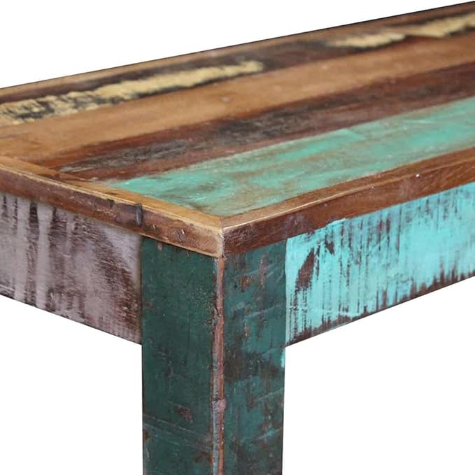 Vintage Reclaimed Wood Garden Bench for Outdoor and Indoor Use, Rustic Patio Seating with Spacious Design, Durable Solid Wood Construction
