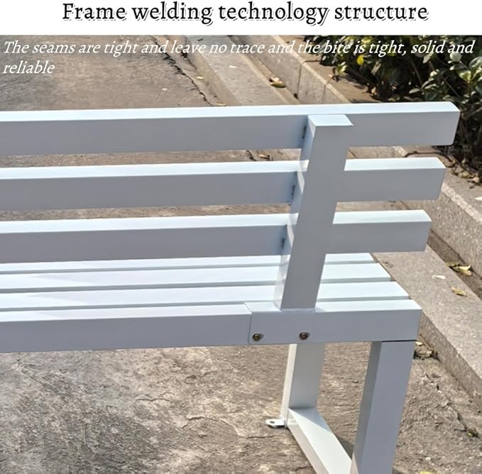 Outdoor Patio Benches, Garden Metal Bench with Backrest, Weatherproof Metal Garden Patio Bench, Bench Yard, Stadium, Scenic Area or Open-Air Seating(Blue,100cm/39.4in)