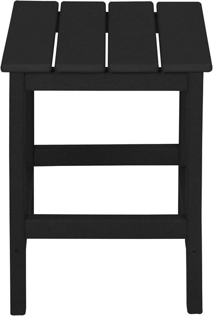 WO Home Furniture 3pc Set - HDPE Poly Adirondack Chair with Ottoman/Footrest and Square Side Table, All Weather and UV Resistant for Outdoor Patio Backyard, Garden, Black