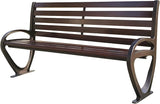 LITFAD Garden Bench Industrial Metal Frame Park Bench with Waterproof Wood Curved Seat Outdoor Seating Bench for Patio - Photo 5