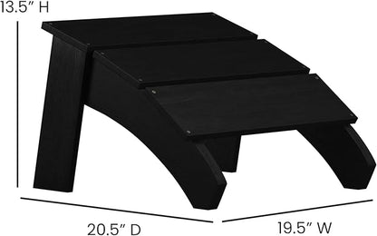 Flash Furniture Sawyer Indoor/Outdoor Commercial Grade Adirondack Ottoman - Black All-Weather Adirondack Style Footrest
