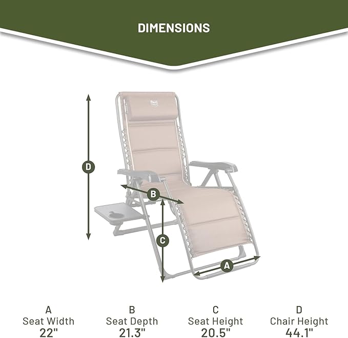 TIMBER RIDGE Aluminum Zero Gravity Chairs, Folding Recliner Chair Padded with Cup Holder and Headrest - Photo 2