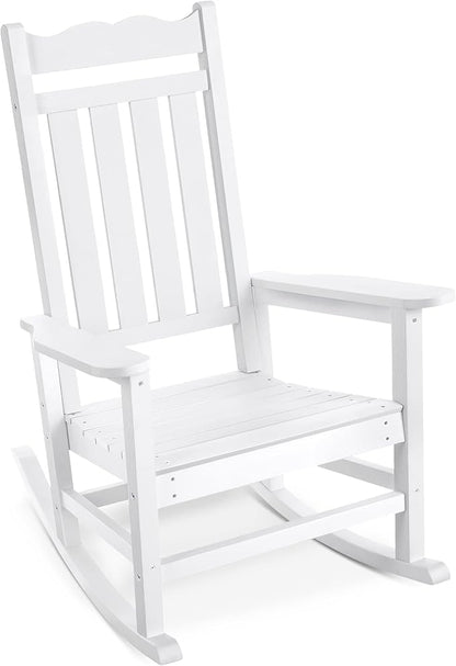 Stoog All-Weather Outdoor & Indoor Rocking Chair, Porch Rocker with 400 lbs Weight Capacity, Front Porch Rocking Chair, for Patio, Backyard, Lawn, Garden and Fire Pit, White