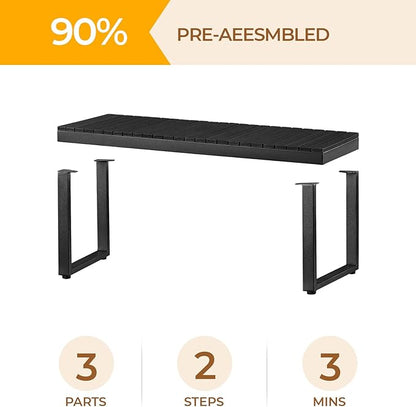 ONBRILL Outdoor Benches Weatherproof, 2-Person Poly Lumber Garden Bench with Metal Legs, All-Weather Patio Bench Will not Rot and Fade for Garden, Porch, Backyard and Park, Easy Installation, Black