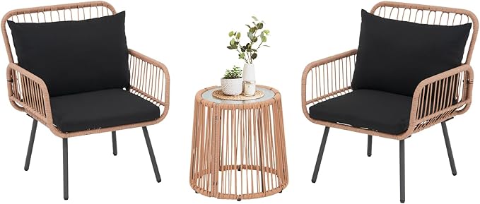 Verano Garden 3 Pieces Patio Bistro Sets, Outdoor Wicker Balcony Furniture Sets - Photo 8