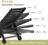 5-Position Adjustable Patio Chaise Lounge - 78'' HDPE Outdoor Lounger with Rolling Wheels & Cup Holder, Longer, Wider - Photo 4