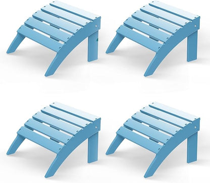 GREENVINES Adirondack-Ottoman | Set of 4 | HDPE Plastic | Outdoor Footrest | All Weather | Foot Rest | Foot Stool | Arctic | for Adirondack Chair | for Patio Backyard Pool