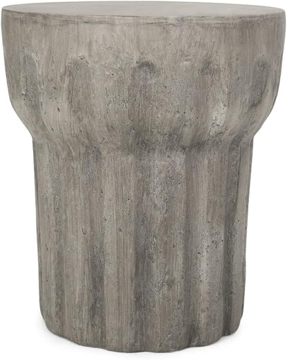 Christopher Knight Home Solomon Outdoor Contemporary Lightweight Accent Side Table, Concrete Finish