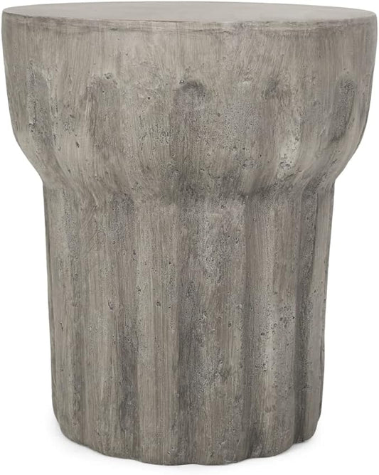 Christopher Knight Home Solomon Outdoor Contemporary Lightweight Accent Side Table, Concrete Finish
