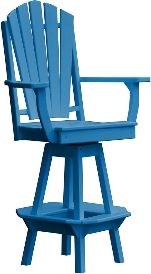 Poly Lumber Adirondack Swivel Bar Chair with Arms, Blue