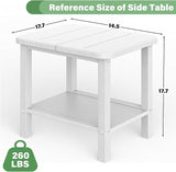 Patio Side Table, Small Rectangular HDPE Adirondack End Table for Outdoor Use in Pool, Garden, Lawn, Backyard,White - Photo 3