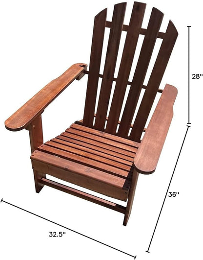Solid Acacia Wood Adirondack Chair with Footstool Ottoman Accent Furniture for Yard,Patio,Garden,Lawn w/Natural Finish