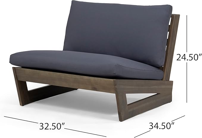 Sherwood Outdoor Club Chair with Cushions - Acacia Wood - Gray/Dark Gray - Photo 3