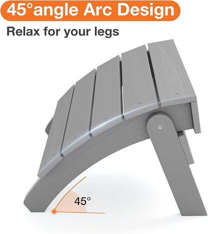 YEFU Adirondack Ottoman, Patio Foot Rest, Adirondack Foot Rest, Folding Adirondack Footstool, Weather Resistant for Adirondack Chair, Widely Used for Outdoor, Porch, Backyard, Garden, Fire Pits-Grey