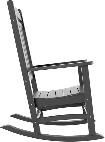 WestinTrends Malibu Malibu Outdoor Patio Porch Rocking Chair with Side Table Set, Gray