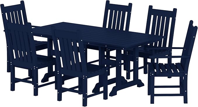 Costaelm Armless Outdoor Chair, Patio Adirondack Chair, HDPE Poly Lumber Waterproof Restaurant Bistro Kitchen Dining Chair for Outside Porch Backyard Garden, Navy Blue