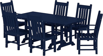 Costaelm Armless Outdoor Chair, Patio Adirondack Chair, HDPE Poly Lumber Waterproof Restaurant Bistro Kitchen Dining Chair for Outside Porch Backyard Garden, Navy Blue