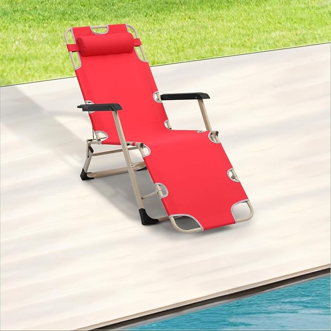 Athena Collection Zero Gravity Outdoor Lounge Chair with Headrest, 26" Width Reclining Pool Lounge Lawn Chairs Recliner - Photo 4