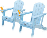 VINGLI Plastic Adirondack Chairs Set of 2, Folding with Cup Holder, Waterproof HDPE Material - Photo 1