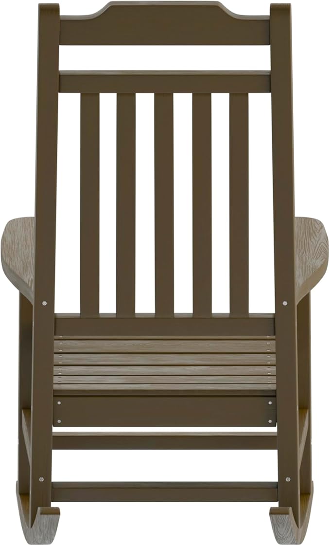 Flash Furniture Set of 2 Winston All-Weather Rocking Chair in Mahogany Faux Wood