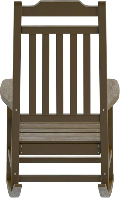 Flash Furniture Set of 2 Winston All-Weather Rocking Chair in Mahogany Faux Wood