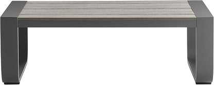 CHITA Aluminum Outdoor Patio Furniture Coffee Table, All-Weather Outdoor Metal Coffee Table, Modern Rectangle Coffee Table for Balcony, Garden, Grey