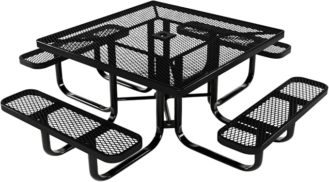 COATEDOUTDOORFURNITURE Heavy-Duty Portable Outdoor Kids Table with Umbrella Hole, Expanded Metal Kids Picnic Table - Photo 1