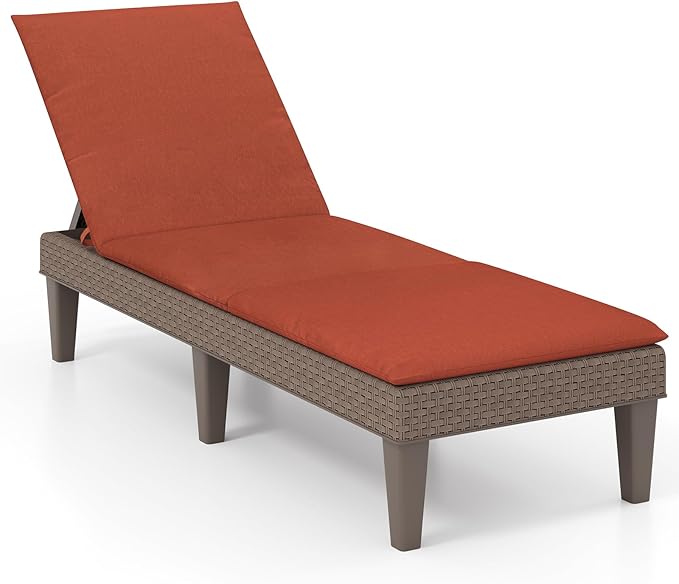HAPPYGRILL Outdoor Chaise Lounge Chair Rattan Recliner Lounger with Removable Cushion & 3-Level Adjustable Backrest - Photo 1