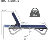 Kozyard Outdoor Chaise Lounge Chair, Full Flat Adjustable Patio Lounger with Aluminum Frame & Resin Legs - Photo 2