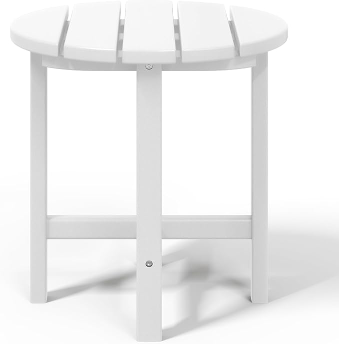WestinTrends Dylan Adirondack Round Outdoor Side Table, White - Photo 8