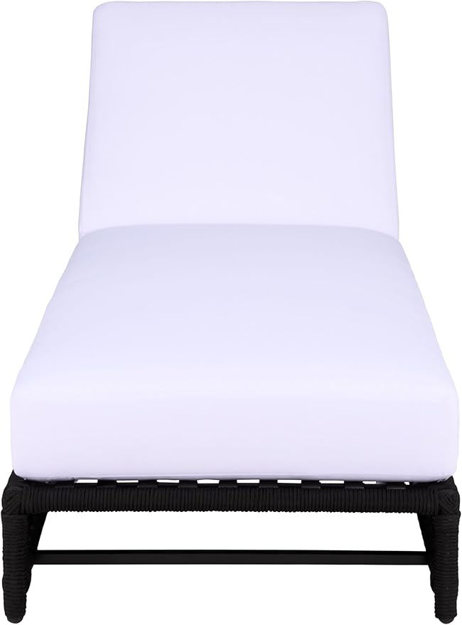 SAFAVIEH Outdoor Patio Furniture Collection – Callan Black Rope & White Cushion Lounger, Fully Assembled Outdoor Chaise, Modern Low-Profile Design (PAT7546B)