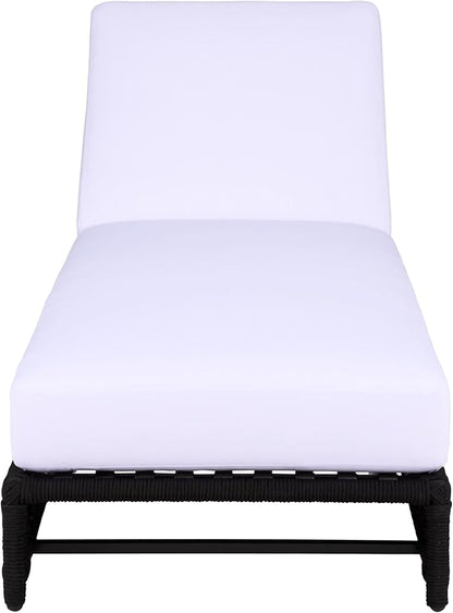 SAFAVIEH Outdoor Patio Furniture Collection – Callan Black Rope & White Cushion Lounger, Fully Assembled Outdoor Chaise, Modern Low-Profile Design (PAT7546B)