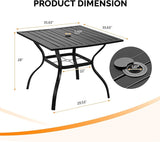 VINGLI 36" Square Patio Table for 4, Metal Outdoor Dining Table with Umbrella Hole - Photo 3