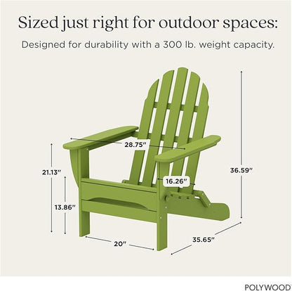 POLYWOOD AD5030LI Classic Folding Adirondack Chair, 29W x 35D x 34H, Lime