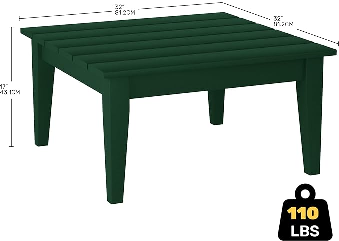 Costaelm Outdoor Side Tables for Patio, Small Patio Conversation Table Weather Resistant Coffee Table, Small Square Table Outdoor End Tables for Porch, Balcony, Poolside, Deck, Dark Green