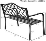 Tangkula Outdoor Steel Garden Bench, Patio Park Bench w/Iron Casted Seat, Armrest & Backrest - Photo 3
