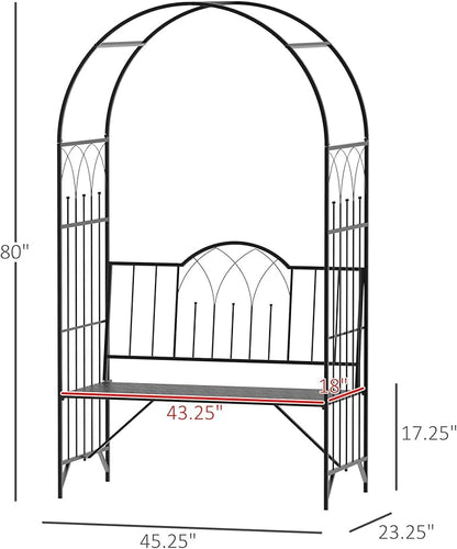 Metal Garden Arbor Bench with Two-Trellis Design
