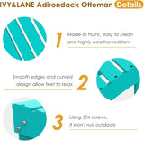 IVY&LANE Outdoor Adirondack Ottoman | Folding | HDPE | Aqua | All Weather - Photo 5