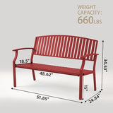 Outdoor Bench Weatherproof Aluminum Patio Garden Bench - Photo 2