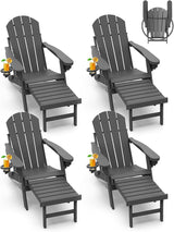 GREENVINES Adirondack-Chairs-with-Ottoman | Set of 4 | Folding | Retractable-Footrest | HDPE Plastic - Photo 1