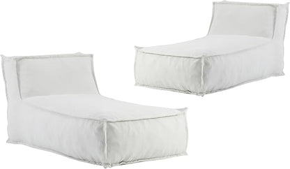Christopher Knight Home Natty Outdoor Bean Bag Chair Set of 2, Fabric Bean Bag Chair for Adults and Kids, Indoor/Outdoor Sun Lounger, Patio Lounge Chair Set of 2, Light Gray