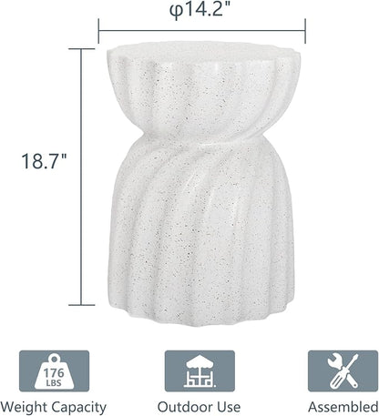 COSIEST Outdoor Side Table, Concrete Contemporary Lightweight Accent Table, Patio Side Tables End Table, Outdoor Accent Side Table for Livingroom, Garden, Hourglass, Graphite-Like White
